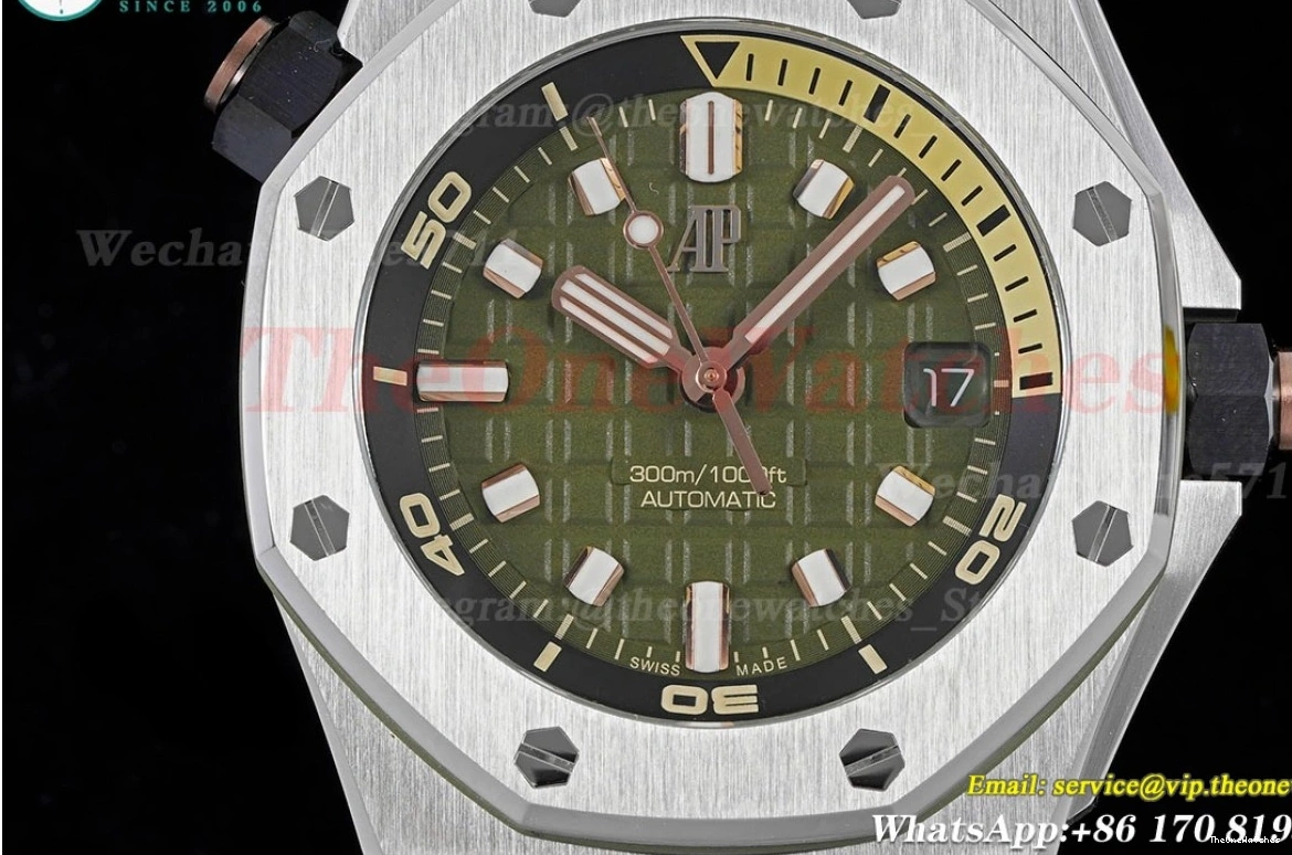 Green Royal 42mm Oak A4308 SS Stk Clone RU Diver Offshore APS 15720 Super 0511